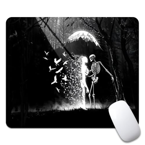 Gaming Mauspad Schwarzer Und Weißer Totenkopf, Mondvogel Office Mauspad Waschbar Modernes Klein Mousepad, Für Zuhause, Kabellose Maus, Büro, 25x30cm Bild 1