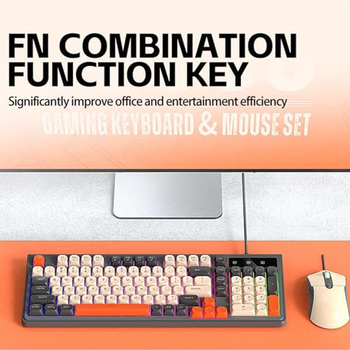 Gaming-Tastatur- und Maus-Kombination, RGB-Hintergrundbeleuchtung, Ergonomisches Design, 98 Tasten, Kompaktes Layout mit 6-Tasten-Maus und Einstellbarer DPI, für und MacOS (Graues Set) Bild 4