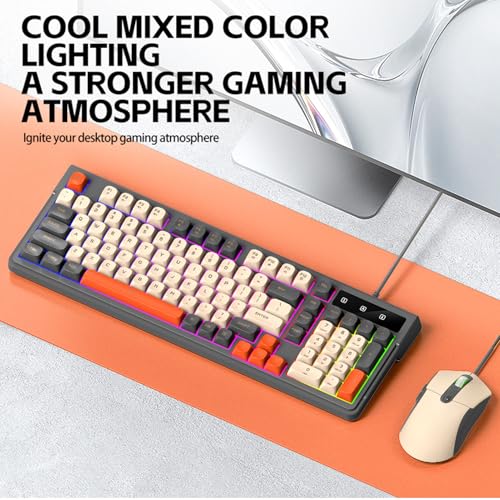 Gaming-Tastatur- und Maus-Kombination, RGB-Hintergrundbeleuchtung, Ergonomisches Design, 98 Tasten, Kompaktes Layout mit 6-Tasten-Maus und Einstellbarer DPI, für und MacOS (Graues Set) Bild 6