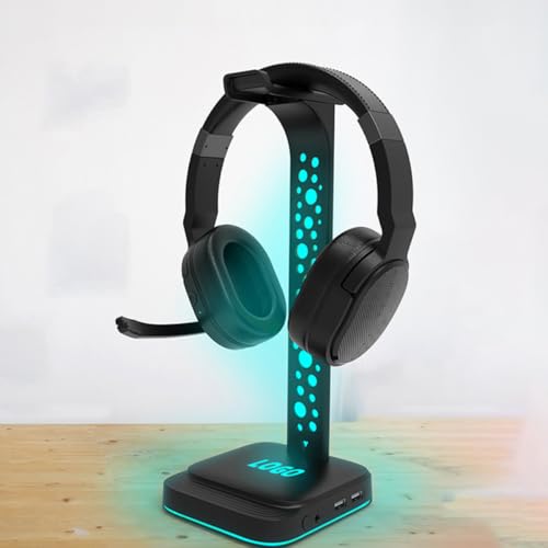 RGB Stabile Abs Halterung Headset Ständer und 3,5 mm Anschluss mit USB Hub Praktisches Zubehör für Headset Aufbewahrung und Beleuchtung für Gaming Kopfhörer Bild 4
