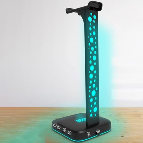 RGB Stabile Abs Halterung Headset Ständer und 3,5 mm Anschluss mit USB Hub Praktisches Zubehör für Headset Aufbewahrung und Beleuchtung für Gaming Kopfhörer Bild 7