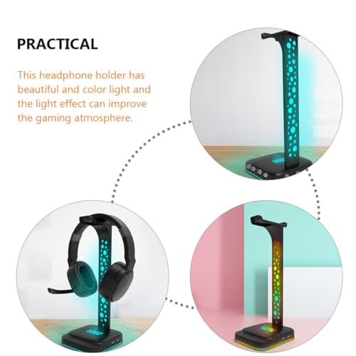 RGB Kopfhörerständer mit USB Schnittstelle und 3,5mm Anschluss Stabiler Abs Headset Halter zur Praktischen Aufbewahrung und Organisation Am Schreibtisch für Gaming Bild 3