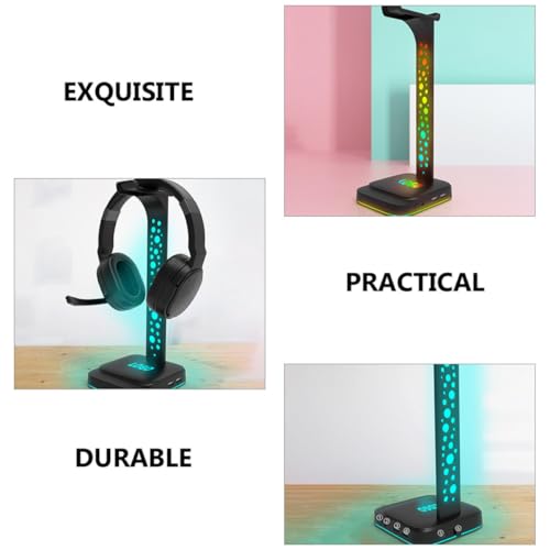Alipis Stabiler Abs Headset Ständer mit USB Hub und 3,5 mm Klinkenanschluss für Schreibtisch RGB Gaming Kopfhörerständer geeignet für Over Ear Kopfhörer Bild 6