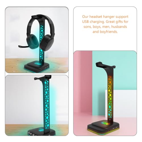 Kopfhörerständer mit RGB Display und 3,5-mm USB Anschluss Abs Material Stabile Basis Praktischer Headset Halter für Gaming und Schreibtisch Bild 3