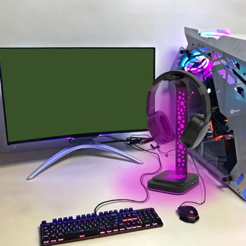 Kopfhörerständer mit RGB Display und 3,5-mm USB Anschluss Abs Material Stabile Basis Praktischer Headset Halter für Gaming und Schreibtisch Bild 5