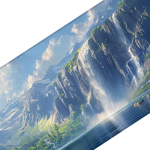 Mauspad 1000 x 500 Grün Mauspad Fallen Schreibtischunterlage mit Genähten Kanten Rutschfester Mousepad XXL, Tischunterlage Schreibtisch für PC, Maus und Tastatur, Home Office, Gaming Zubehör s5828 Bild 3
