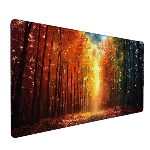 Mauspad 1000 x 500 Orange Farbe Mauspad Baum Schreibtischunterlage mit Genähten Kanten Rutschfester Mousepad XXL, Tischunterlage Schreibtisch für Maus und Tastatur, Home Office, Gaming Zubehör v5821 Bild 1