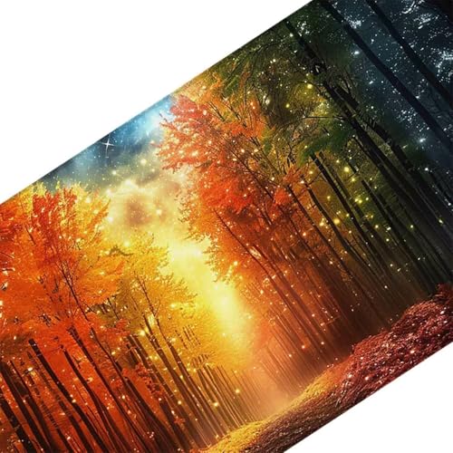 Mauspad 1000 x 500 Orange Farbe Mauspad Baum Schreibtischunterlage mit Genähten Kanten Rutschfester Mousepad XXL, Tischunterlage Schreibtisch für Maus und Tastatur, Home Office, Gaming Zubehör v5821 Bild 3