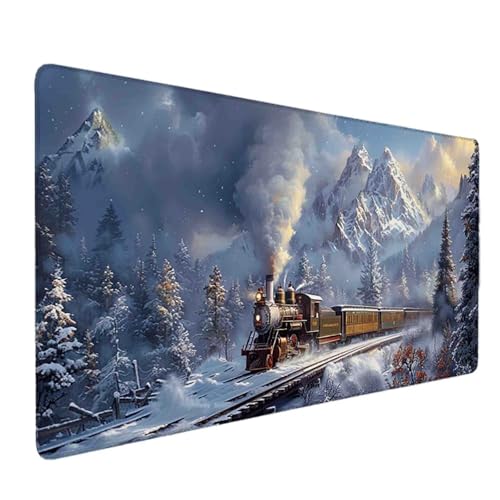 Mauspad 1000 x 500 Grau Mauspad Zug Schreibtischunterlage mit Genähten Kanten Rutschfester Mousepad XXL, Tischunterlage Schreibtisch für Maus und Tastatur, Home Office, Gaming Zubehör, Deko Büro c6360 Bild 1