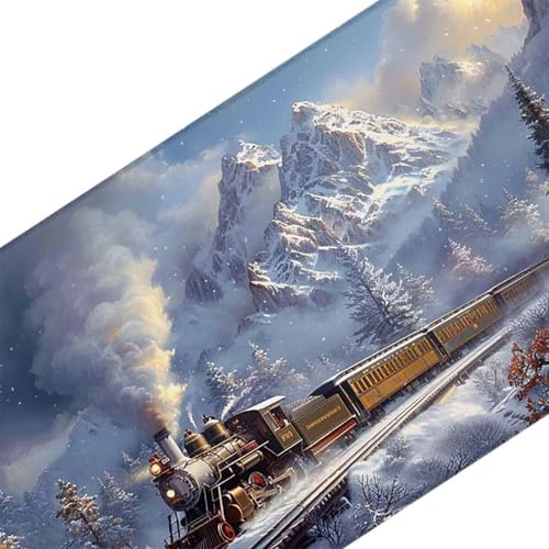 Mauspad 1000 x 500 Grau Mauspad Zug Schreibtischunterlage mit Genähten Kanten Rutschfester Mousepad XXL, Tischunterlage Schreibtisch für Maus und Tastatur, Home Office, Gaming Zubehör, Deko Büro c6360 Bild 3
