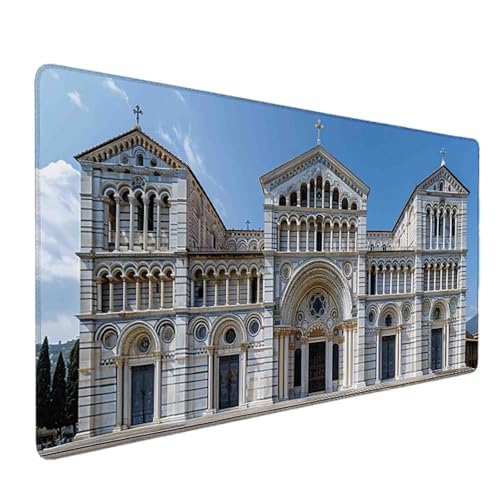 Mauspad 1000 x 500 Weiß Mauspad Palast Schreibtischunterlage mit Genähten Kanten Rutschfester Mousepad XXL, Tischunterlage Schreibtisch für PC, Maus und Tastatur, Home Office, Gaming Zubehör w6556 Bild 1