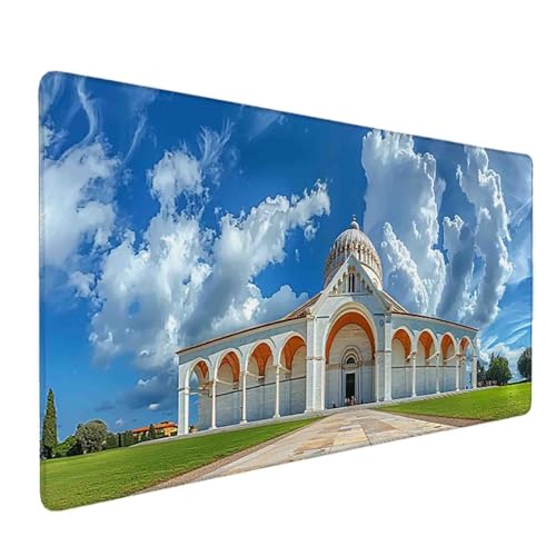 Mauspad 1000 x 500 Blau Mauspad Landschaft Schreibtischunterlage mit Genähten Kanten Rutschfester Mousepad XXL, Tischunterlage Schreibtisch für PC, Maus und Tastatur, Home Office, Gaming Zubehör s6584 Bild 1