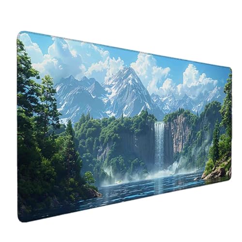 Mauspad 1000 x 500 Blau Mauspad Fallen Schreibtischunterlage mit Genähten Kanten Rutschfester Mousepad XXL, Tischunterlage Schreibtisch für PC, Maus und Tastatur, Home Office, Gaming Zubehör w6241 Bild 1