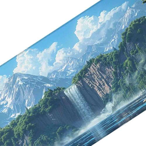 Mauspad 1000 x 500 Blau Mauspad Fallen Schreibtischunterlage mit Genähten Kanten Rutschfester Mousepad XXL, Tischunterlage Schreibtisch für PC, Maus und Tastatur, Home Office, Gaming Zubehör w6241 Bild 3