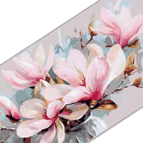 Mauspad 1000 x 500 Rosa Mauspad Blume Schreibtischunterlage mit Genähten Kanten Rutschfester Mousepad XXL, Tischunterlage Schreibtisch für PC, Maus und Tastatur, Home Office, Gaming Zubehör e5961 Bild 3