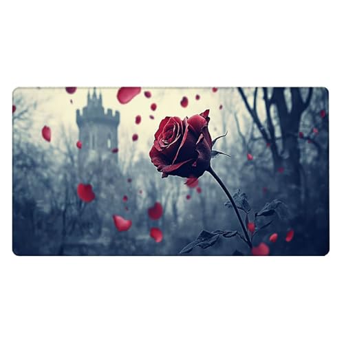 Gaming Mauspad, 100x200cmx3mm GroßEs Mousepad,wasserdichte Gewebe, Rutschfester Gummiunterseite, BüRobedarf, Verbesserte PräZision Und Geschwindigkeit, Wald Rosen JX2B-577 Bild 2