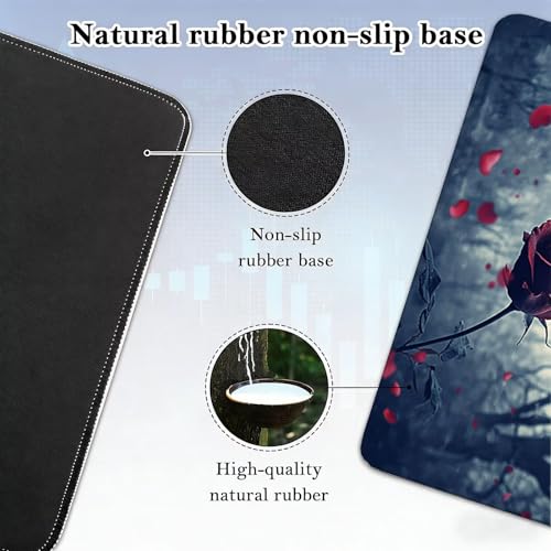 Gaming Mauspad, 100x200cmx3mm GroßEs Mousepad,wasserdichte Gewebe, Rutschfester Gummiunterseite, BüRobedarf, Verbesserte PräZision Und Geschwindigkeit, Wald Rosen JX2B-577 Bild 5
