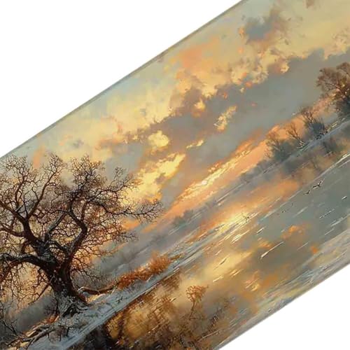 Mauspad 1000 x 500 Grau Mauspad Winter Schreibtischunterlage mit Genähten Kanten Rutschfester Mousepad XXL, Tischunterlage Schreibtisch für PC, Maus und Tastatur, Home Office, Gaming Zubehör v6325 Bild 3