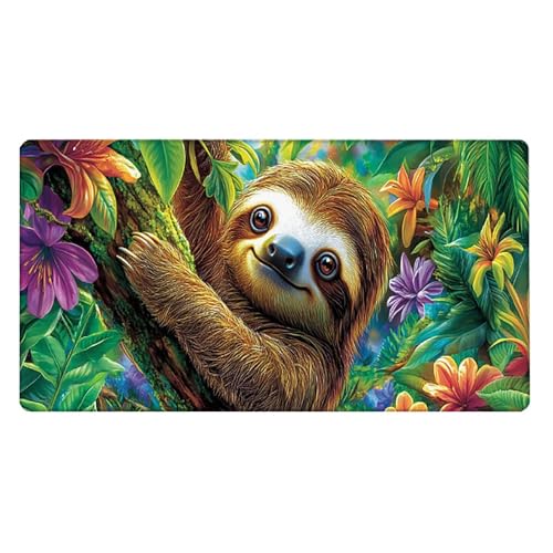 Gaming Mauspad, 100x200cmx3mm GroßEs Mousepad,wasserdichte Gewebe, Rutschfester Gummiunterseite, BüRobedarf, Verbesserte PräZision Und Geschwindigkeit, Faule Blumen JX2B-611 Bild 2