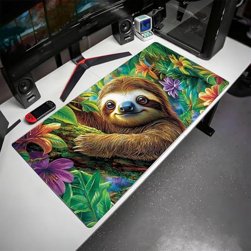 Gaming Mauspad, 100x200cmx3mm GroßEs Mousepad,wasserdichte Gewebe, Rutschfester Gummiunterseite, BüRobedarf, Verbesserte PräZision Und Geschwindigkeit, Faule Blumen JX2B-611 Bild 3