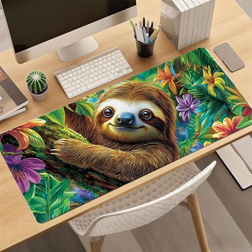 Gaming Mauspad, 100x200cmx3mm GroßEs Mousepad,wasserdichte Gewebe, Rutschfester Gummiunterseite, BüRobedarf, Verbesserte PräZision Und Geschwindigkeit, Faule Blumen JX2B-611 Bild 4