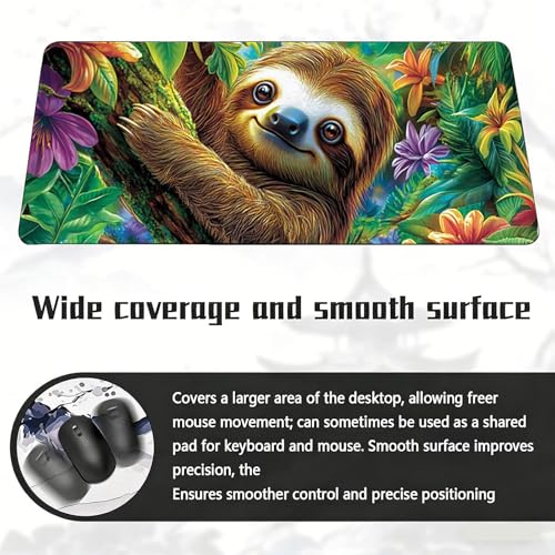 Gaming Mauspad, 100x200cmx3mm GroßEs Mousepad,wasserdichte Gewebe, Rutschfester Gummiunterseite, BüRobedarf, Verbesserte PräZision Und Geschwindigkeit, Faule Blumen JX2B-611 Bild 6