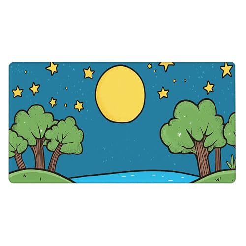 Gaming Mauspad, 100x200cmx3mm GroßEs Mousepad,wasserdichte Gewebe, Rutschfester Gummiunterseite, BüRobedarf, Verbesserte PräZision Und Geschwindigkeit, Wald Sterne JX2B-613 Bild 2