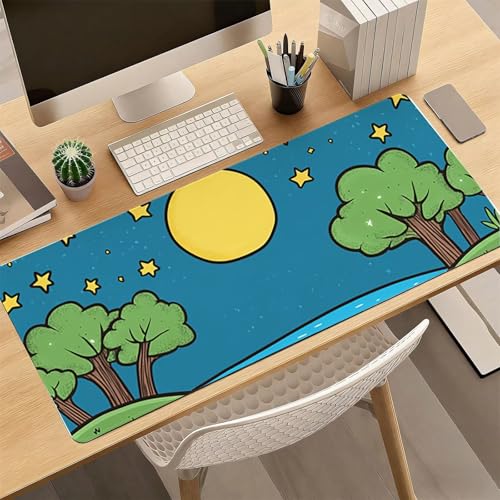 Gaming Mauspad, 100x200cmx3mm GroßEs Mousepad,wasserdichte Gewebe, Rutschfester Gummiunterseite, BüRobedarf, Verbesserte PräZision Und Geschwindigkeit, Wald Sterne JX2B-613 Bild 4