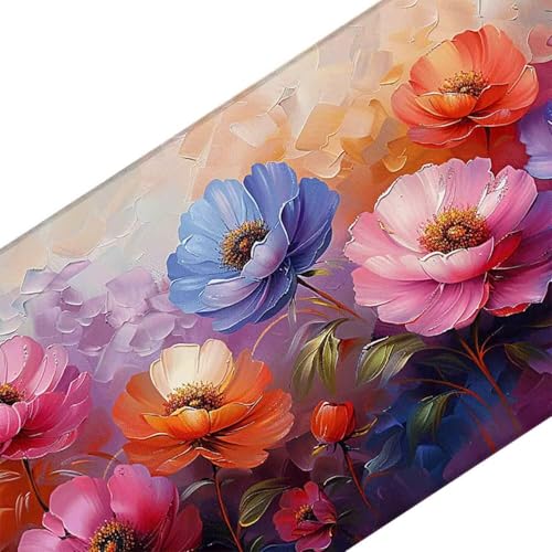 Mauspad 1000 x 500 Rosa Mauspad Blume Schreibtischunterlage mit Genähten Kanten Rutschfester Mousepad XXL, Tischunterlage Schreibtisch für PC, Maus und Tastatur, Home Office, Gaming Zubehör w6430 Bild 3