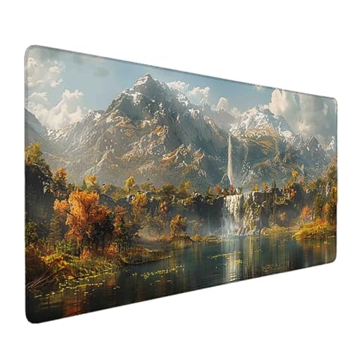 Mauspad 1200 x 600 Berg Mauspad Fallen Schreibtischunterlage mit Genähten Kanten Rutschfester Mousepad XXL, Tischunterlage Schreibtisch für PC, Maus und Tastatur, Home Office, Gaming Zubehör w5836 Bild 1