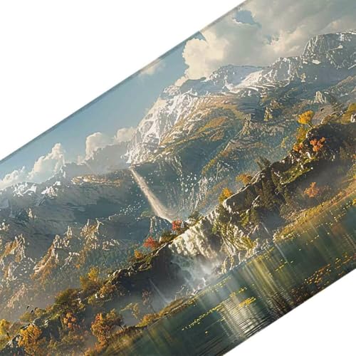 Mauspad 1200 x 600 Berg Mauspad Fallen Schreibtischunterlage mit Genähten Kanten Rutschfester Mousepad XXL, Tischunterlage Schreibtisch für PC, Maus und Tastatur, Home Office, Gaming Zubehör w5836 Bild 3