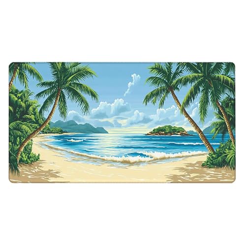Gaming Mauspad, 100x200cmx3mm GroßEs Mousepad,wasserdichte Gewebe, Rutschfester Gummiunterseite, BüRobedarf, Verbesserte PräZision Und Geschwindigkeit, Strandblick JX2B-589 Bild 2
