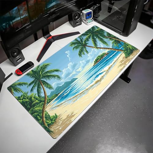 Gaming Mauspad, 100x200cmx3mm GroßEs Mousepad,wasserdichte Gewebe, Rutschfester Gummiunterseite, BüRobedarf, Verbesserte PräZision Und Geschwindigkeit, Strandblick JX2B-589 Bild 3
