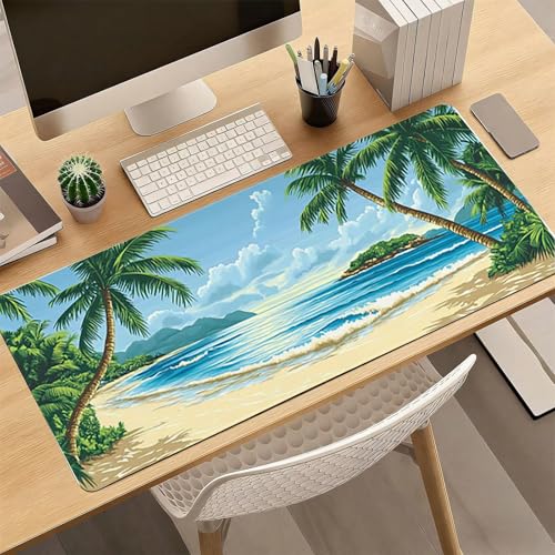 Gaming Mauspad, 100x200cmx3mm GroßEs Mousepad,wasserdichte Gewebe, Rutschfester Gummiunterseite, BüRobedarf, Verbesserte PräZision Und Geschwindigkeit, Strandblick JX2B-589 Bild 4