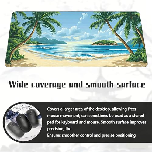Gaming Mauspad, 100x200cmx3mm GroßEs Mousepad,wasserdichte Gewebe, Rutschfester Gummiunterseite, BüRobedarf, Verbesserte PräZision Und Geschwindigkeit, Strandblick JX2B-589 Bild 6