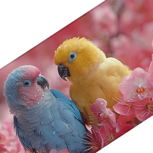 Mauspad 1200 x 600 Blume Mauspad Vogel Schreibtischunterlage mit Genähten Kanten Rutschfester Mousepad XXL, Tischunterlage Schreibtisch für PC, Maus und Tastatur, Home Office, Gaming Zubehör s5675 Bild 3