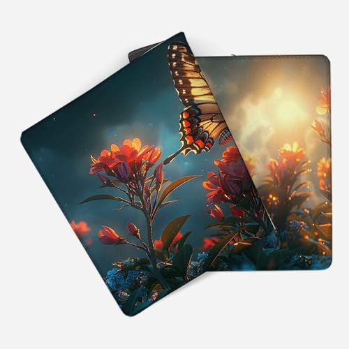 Mauspad 1000 x 500 Blume Mauspad Schmetterling Schreibtischunterlage mit Genähten Kanten Rutschfester Mousepad XXL, Tischunterlage Schreibtisch für Maus, Tastatur, Home Office, Gaming Zubehör p5429 Bild 2