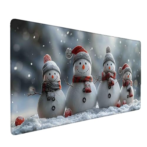 Mauspad 1000 x 500 Grau Mauspad Schneemann Schreibtischunterlage mit Genähten Kanten Rutschfester Mousepad XXL, Tischunterlage Schreibtisch für PC, Maus und Tastatur, Home Office, Gaming Zubehör e6150 Bild 1