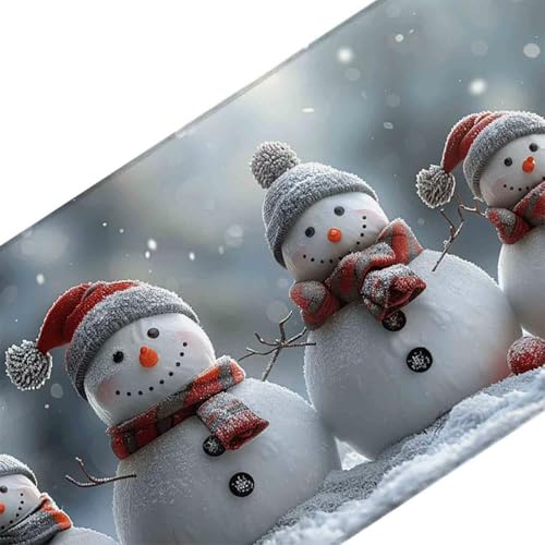 Mauspad 1000 x 500 Grau Mauspad Schneemann Schreibtischunterlage mit Genähten Kanten Rutschfester Mousepad XXL, Tischunterlage Schreibtisch für PC, Maus und Tastatur, Home Office, Gaming Zubehör e6150 Bild 3