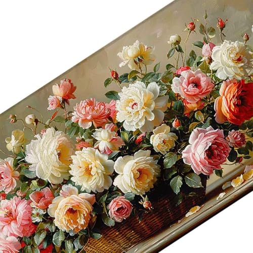Mauspad 1200 x 600 Rosa Mauspad Blume Schreibtischunterlage mit Genähten Kanten Rutschfester Mousepad XXL, Tischunterlage Schreibtisch für PC, Maus und Tastatur, Home Office, Gaming Zubehör v5290 Bild 3