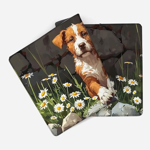 Mauspad 1200 x 600 Hund Mauspad Blume Schreibtischunterlage mit Genähten Kanten Rutschfester Mousepad XXL, Tischunterlage Schreibtisch für PC, Maus und Tastatur, Home Office, Gaming Zubehör g5885 Bild 2