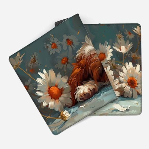Mauspad 1200 x 600 Hund Mauspad Blume Schreibtischunterlage mit Genähten Kanten Rutschfester Mousepad XXL, Tischunterlage Schreibtisch für PC, Maus und Tastatur, Home Office, Gaming Zubehör e5871 Bild 2