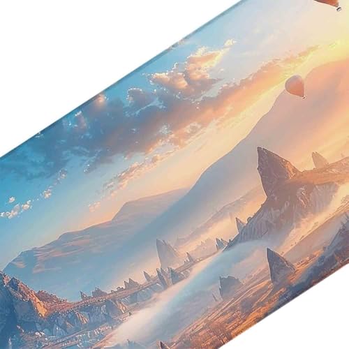 Mauspad 1200 x 600 Grau Mauspad Landschaft Schreibtischunterlage mit Genähten Kanten Rutschfester Mousepad XXL, Tischunterlage Schreibtisch für PC, Maus und Tastatur, Home Office, Gaming Zubehör o5752 Bild 3