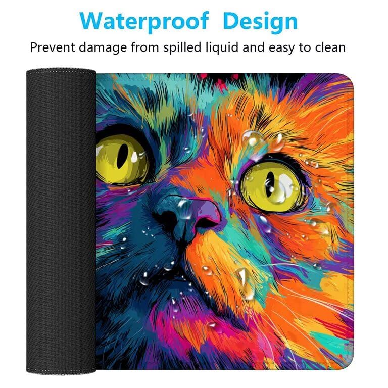 Gaming Mauspad XXL, Mousepad 1200 x 600 x 4 mm, Farbe Katze-3 Maus pad, Vernähte Kanten WassXerdicht Anti-Rutsch Verbessert Präzision und Geschwindigkei,Großer Erweiterter Schreibtisch Schutz 0A0-34 Bild 5
