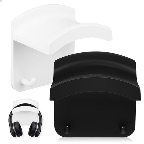 2 Stück pack Kopfhörerhalterung aus Abs mit Selbstklebendem Design und Doppeltem Haken Allgemein Einsetzbar für Headset und Schlüsselanhänger für Gaming Raum und Riegel Bild 1