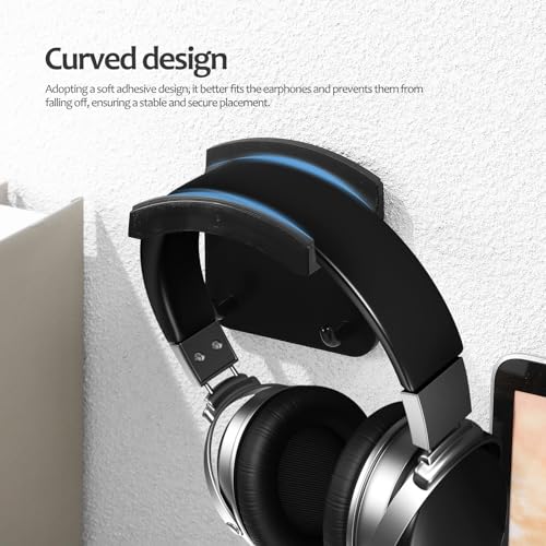 2 Stück pack Kopfhörerhalterung aus Abs mit Selbstklebendem Design und Doppeltem Haken Allgemein Einsetzbar für Headset und Schlüsselanhänger für Gaming Raum und Riegel Bild 4