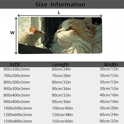Mauspad XXL 1000 x 500 x 3 mm, Gaming Mauspad Katze Mousepad Maus Schreibtischunterlage mit Genähten Kanten, Rutschfeste Gummibasis Mouse Pad WassXerdicht Gaming Accessories für Home Office -lsy2603K2 Bild 7