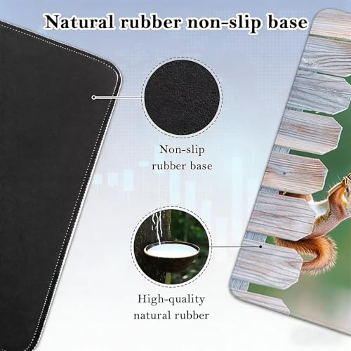 Gaming Mauspad, 100x200cmx3mm GroßEs Mousepad,wasserdichte Gewebe, Rutschfester Gummiunterseite, BüRobedarf, Verbesserte PräZision Und Geschwindigkeit, EichhöRnchen Tiere JX2B-645 Bild 5