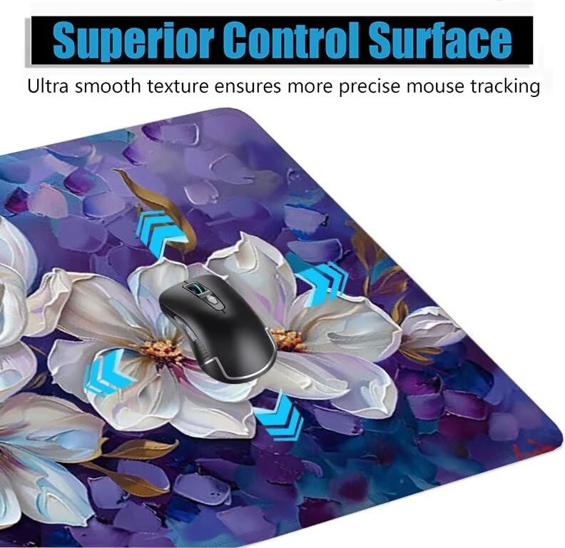 Schreibtischunterlage Lila Mauspad XXL 90x40cm Mousepad Lilie Gaming Mauspad mit Nicht rutschender Unterlage, Vernähte Kanten WassXerdicht Anti-Rutsch Maus Pad für Laptop, Office Geschenke F0-1169 Bild 5