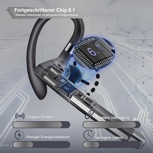 Headset Bluetooth 6.1 mit CVC8.0 Noise Cancelling Dual Mikrofon 100 Std Spielzeit In Ear Kopfhörer Zwei-Geräte-Verbindung Headset mit LED Ladebox Freisprech Handy Ohrhörer für Autofahren/Business/Büro Bild 2